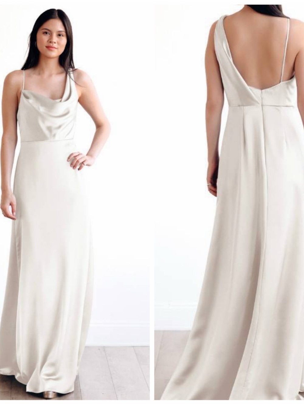 Watters Lucious Charmeuse evening gown 2402 Bridesmaids Dress Tan Size Small